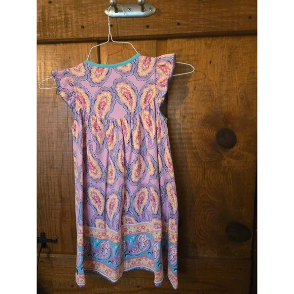 MATILDA JANE Girls Pink Paisley Flutter Sleeve Dress Size 8 Boho Cotton Blend - Picture 3 of 5